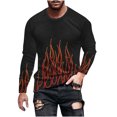 thumbnail image 1 of Penkiiy 3D Graphic Flame Print Shirts for Mens Casual Long Sleeve Tee Shirts Top XL Red, 1 of 5