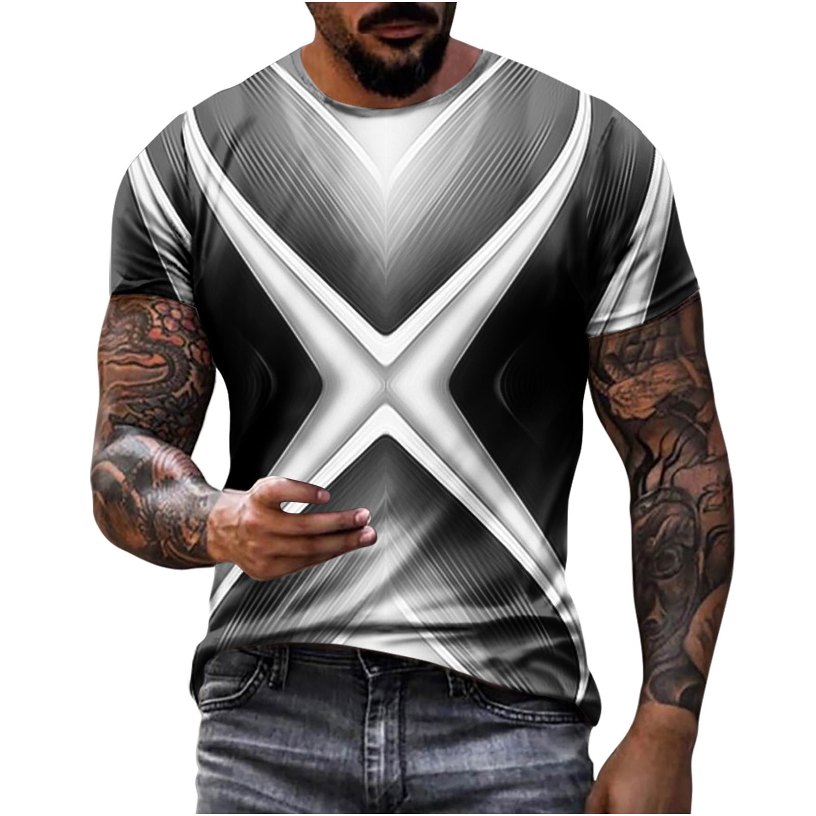 Men's T-shirt summer casual top D printing t-shirt men's