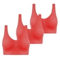 thumbnail image 1 of Penkiiy 3PC Bras for Older Women,Full Coverage Bras for Women Women，Stretchy，Daily Breathable Plus Size Sports Bra 2XL Watermelon Red, 1 of 8