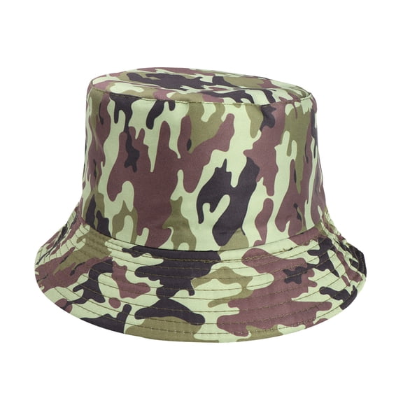 Penkiiy Adult Male And Female Fisherman Hats Camouflage Pattern Double Sided Fisherman Hats Wear Outdoor Sunscreen Sun Hats On Both Sides Army Green