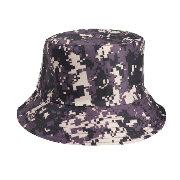 Penkiiy Adult Male And Female Fisherman Hats Camouflage Pattern Double Sided Fisherman Hats Wear Outdoor Sunscreen Sun Hats On Both Sides Purple