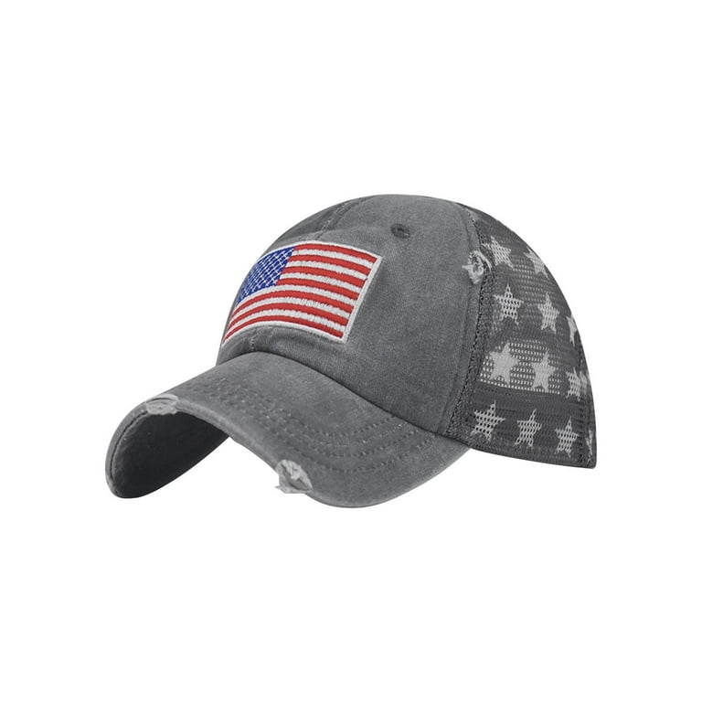 Penkiiy American Flag Hat, USA Trucker Worn Hat for Men & Women, Adjustable  Baseball Cap, Mesh Snapback Durable Outdoor Hat US Flag Hats for Men Women  Teens Gray 