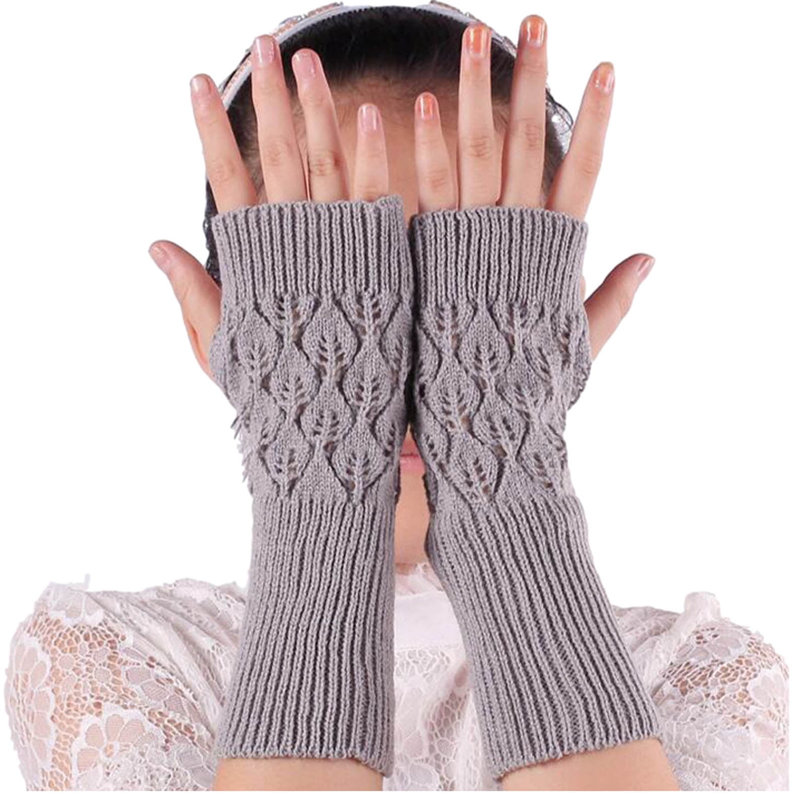 Wool Blend Fingerless Gloves Soft Warm Arm Gloves Half Finger Gloves for  Women Winter Driving Outdoor Warm Gloves