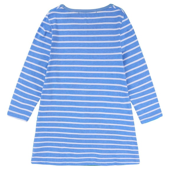 Penkiiy Autumn Children's Girl's Clothing Tshirt Long Sleeve Striped Embroidered Dress Easter Dresses for Toddler Girls 5 Years Dark Blue On Clearance