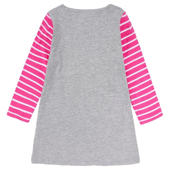 Penkiiy Autumn Children's Girl's Clothing Tshirt Long Sleeve Striped Embroidered Dress Easter Dresses for Toddler Girls 5 Years Gray On Clearance