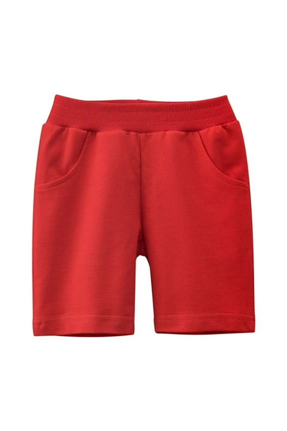 Baby Boy Shorts Casual Solid Shorts Bottoms Pants Elastic Waist Jogger Trousers Toddler Summer Shorts Red for 4 Years