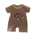 thumbnail image 1 of Penkiiy Baby Boys Girls Cotton Jumpsuit Short Sleeve Pajamas Infant Graphic Zipper Romper Summer Outfits 3-6 Months Coffee, 1 of 3