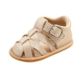 thumbnail image 1 of Penkiiy Baby Boys Girls Sandals Soft Non-Slip Rubber Sole Summer Flat Walking Shoes Cool Sandals for Kids 12-18 Months Gold 2023 Summer Deal, 1 of 8