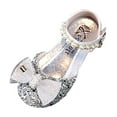 thumbnail image 1 of Penkiiy Baby Girls Bow Knot Sandals Flexible Glitter Non-slip Bowknot Summer Flats Toddler Shoes Beach Sandals Silver for 10.5-11 Years, 1 of 9
