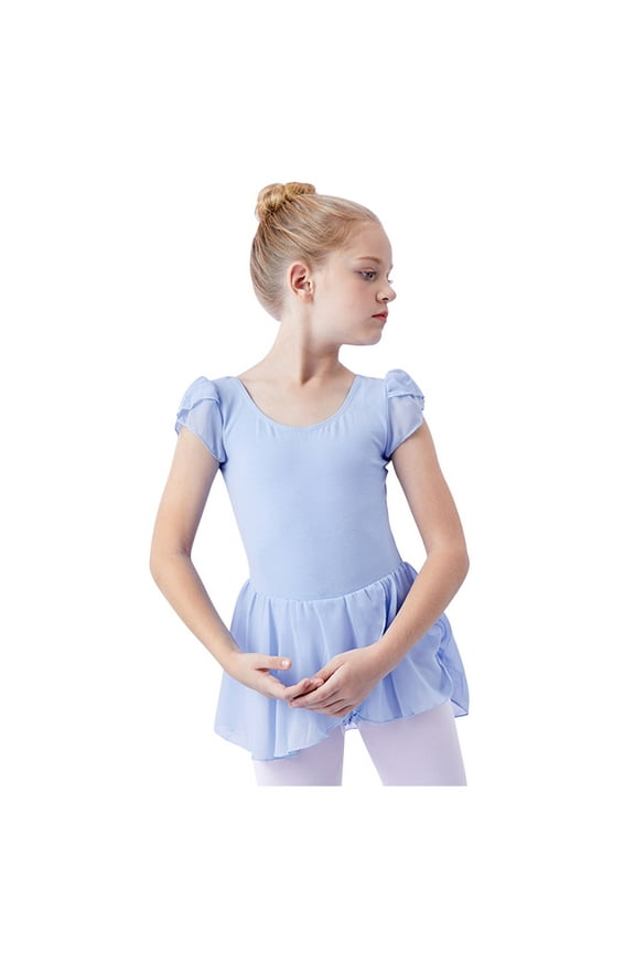 Baby Girls Children's Dance Leotard Clothes Summer Flying Sleeve Training Clothes One-piece Gym Suit Tutu Dresses for Toddler Girls 6-7 Years Blue 2023 Summer Deal