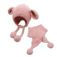 thumbnail image 1 of Penkiiy Baby Hats Baby Winter Hat 2PCS Toddler Baby Girls Boys Winter Warm Knitted Cap+Scarf Keep Warm Set Pink Hat for One Size, 1 of 8