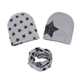 thumbnail image 1 of Penkiiy Baby Hats Baby Winter Hat 3PC Toddler Baby Winter Hat Cap Prints Hats Kids Scarf Collars Sets Gray Hat for One Size, 1 of 2