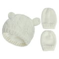 thumbnail image 1 of Penkiiy Baby Hats Baby Winter Hat Newborn Baby Beanie For Boy Girl Cap Cotton Knitted Winter Warm Hats+Gloves Set White Hat for 3-6 Months, 1 of 7