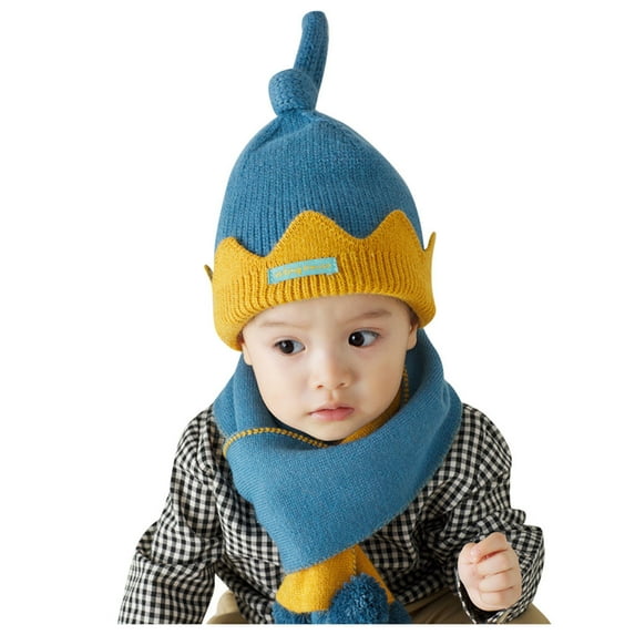 Penkiiy Baby Hats Baby Winter Hat Newborn Infant Baby Boys Girls Warm Knit Crochet Pompon Hat Beanie Cap+Scarf F Hat for One Size