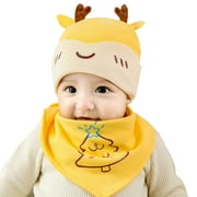 Penkiiy Baby Hats Baby Winter Hat Toddler Kids Baby Boys Girl Pompon Hat Winter Warm Beanie Cap Christmas Bib Yellow Hat for One Size
