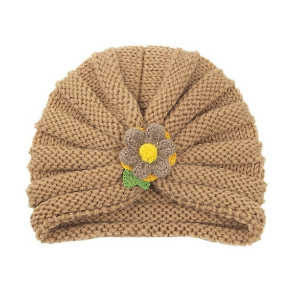 Penkiiy Baby Hats Baby Winter Hat Winter Baby Boys Girls Flowers Knitted Windproof Warmth Ear Protection Children Hat Khaki Hat for One Size