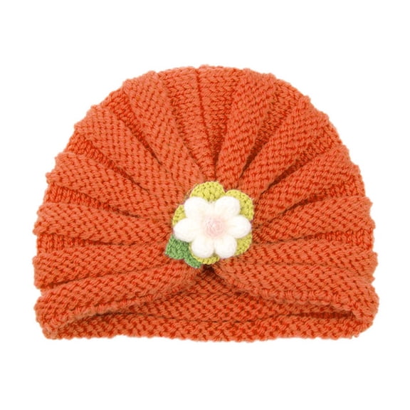 Penkiiy Baby Hats Baby Winter Hat Winter Baby Boys Girls Flowers Knitted Windproof Warmth Ear Protection Children Hat Orange Hat for One Size