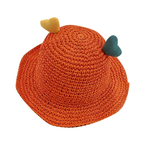 Penkiiy Baby Hats Bucket Hat Toddler Baby Girls And Boys Summer Woven Hat Sun Protection Sun Hat Orange Hat for 3-6 Years