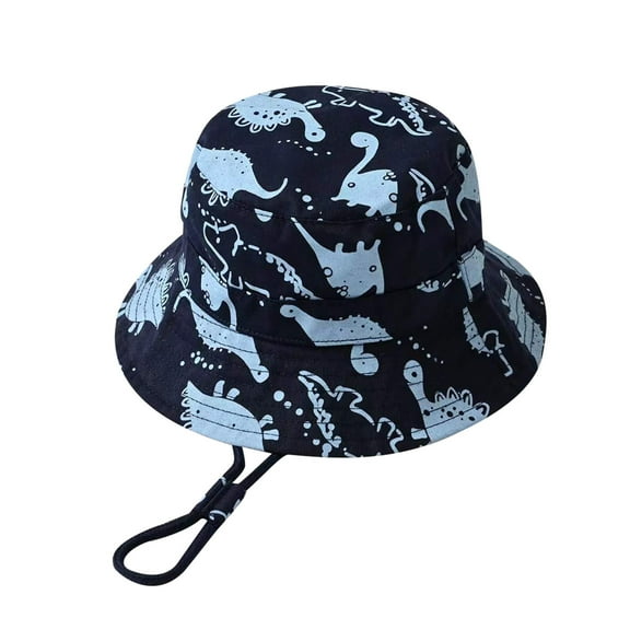 Penkiiy Baby Hats Bucket Hat Toddler Sun Hat Summer Baby Breathable Dinosaur Print Bucket Hat Blue Hat for 1-3 Years