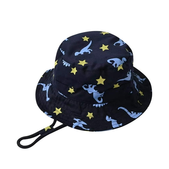 Penkiiy Baby Hats Bucket Hat Toddler Sun Hat Summer Baby Breathable Dinosaur Print Bucket Hat Yellow Hat for 1-3 Years