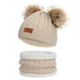 thumbnail image 1 of Penkiiy Baby Hats Baby Winter Hat Kids Winter Beanie Hat Warm Knit Thick Ski Cap With PomPom And Scarf Set For 1-11 Years Old For Girls Boys Khaki Hat for One Size, 1 of 1
