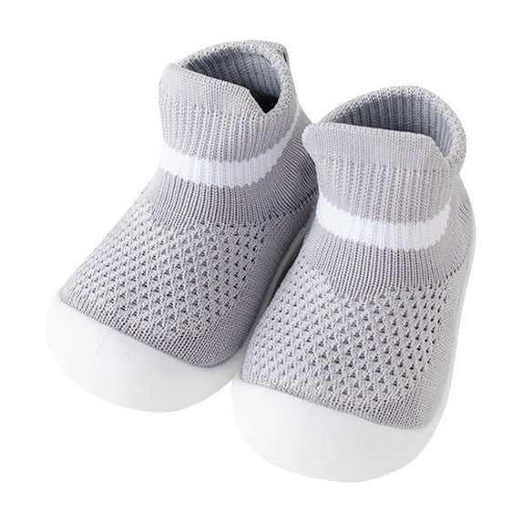 Penkiiy Baby Shoes Boys Girls First Walking Shoes Non Slip Soft Sole Sneakers Toddler Infant Babygirl Sock Shoes 13 Gray