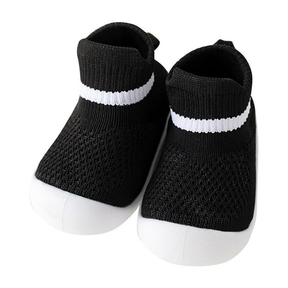 Penkiiy Baby Shoes Boys Girls First Walking Shoes Non Slip Soft Sole Sneakers Toddler Infant Babygirl Sock Shoes 19 Black
