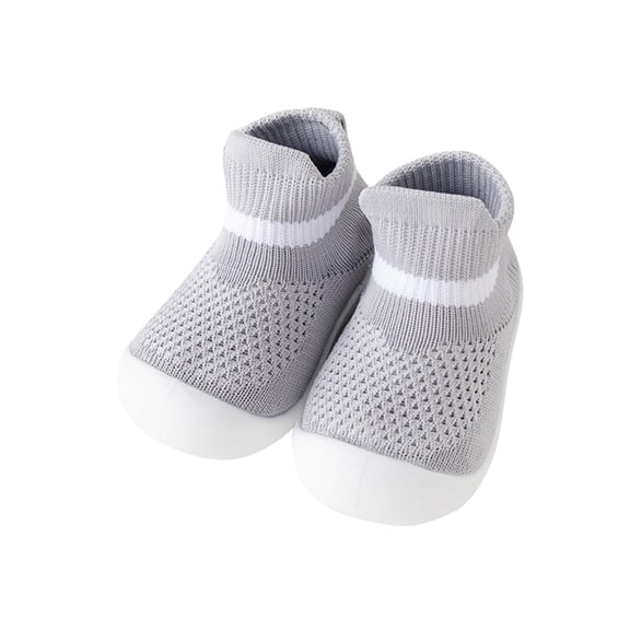 Penkiiy Baby Shoes Boys Girls First Walking Shoes Non Slip Soft Sole Sneakers Toddler Infant Babygirl Sock Shoes 21 Gray