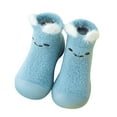 thumbnail image 1 of Penkiiy Baby Socks Toddler Girls Boys Breathable Kids Non-slip Plus Velvet Thicken Indoor Toddler Shoes Blue Kids Socks for 15-24 Months, 1 of 3