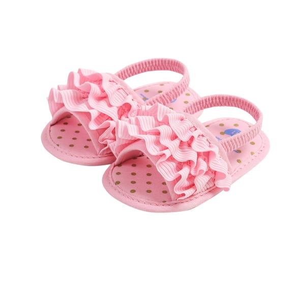Penkiiy Baby Toddler Infant Girls Soft Open Toe Summer Sandals Flower Princess Flat Shoes Pink for 3-6 Months