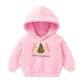 thumbnail image 1 of Penkiiy Baby Toddler Kids Boy Girl Solid Christmas Prints Casual Pocket Hoodie Sweatershirt Pullover Pink Clearance for 4-5 Years, 1 of 4