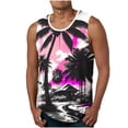 thumbnail image 1 of Penkiiy Beach Tank Top for Men Sunset Coconut Print Summer T Shirt Casual Crewneck Vest Sleeveless Stylish Tank Tops Blouse S Pink, 1 of 5
