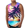 thumbnail image 1 of Penkiiy Beach Tank Top for Men Sunset Coconut Print Summer T Shirt Casual Crewneck Vest Sleeveless Stylish Tank Tops Blouse XL Purple, 1 of 4