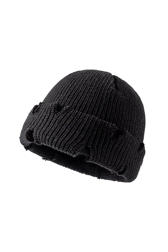 Beanie Hat Roll-up Edge Skullcap Fisherman Beanie for Men Women Winter Warm Knit Caps Fisherman Unisex Black