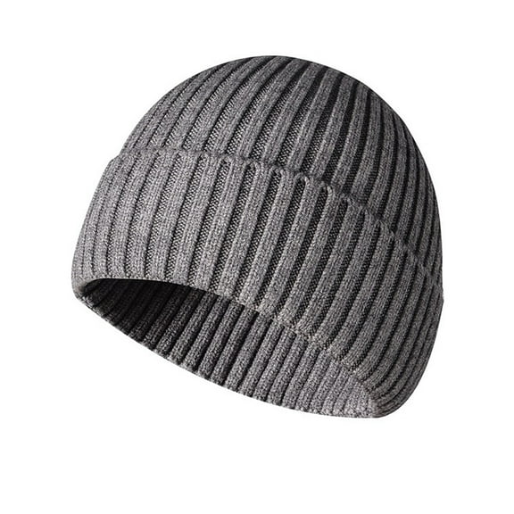 Penkiiy Beanie Hats Knit Cuff Beanie Roll-Up Edge Skull Cap Fisherman Beanie for Men Women Gray