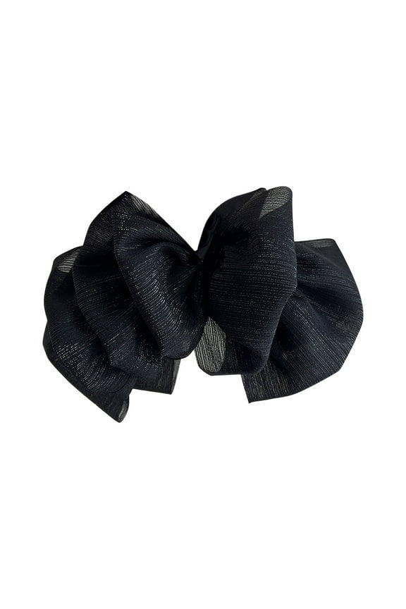 Black Tulle Bow Large Claw Clip Mesh Bowknot Hair Claw Clips Big Claw Clips for Thick Hair Ponytail Hair Claw Hair Clip Chiffon Hair Bows Hair Clips for Girls Hair Accessories for Women