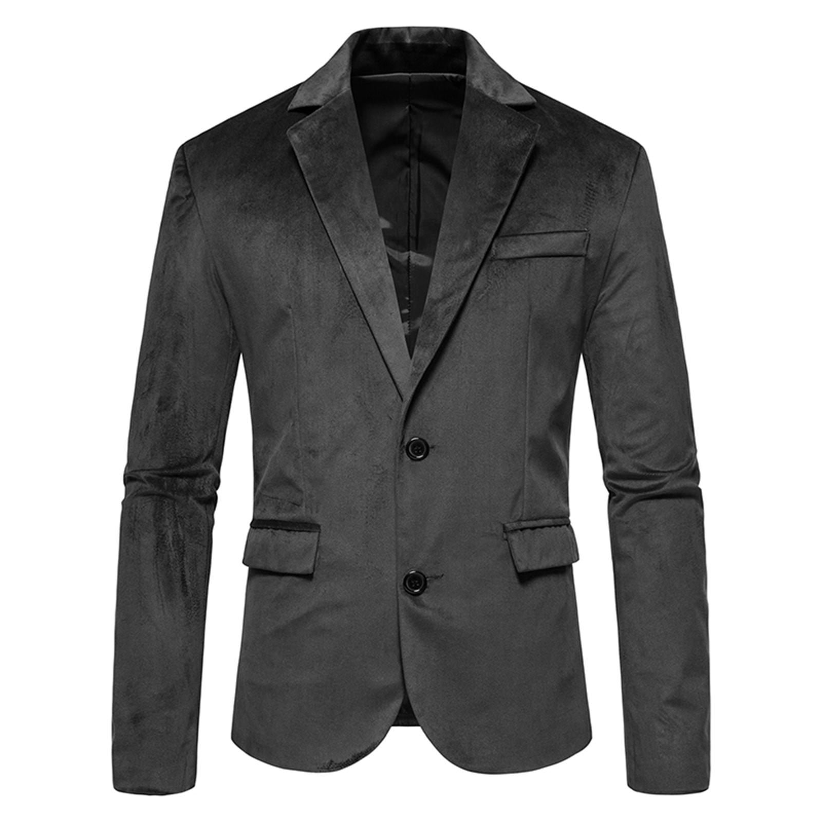 Penkiiy Blazer for Men Men Casual Slim Fit Solid One Button Blazer Turndown Collar Suit Long