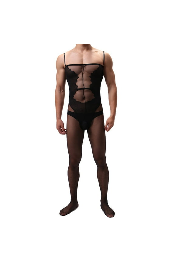 Body Stockings Crotchless Men's One-piece Stockings Buttocks Wrapped Perspective Suspender Stockings Sexy And Funny Underwear Stockings Black Tights