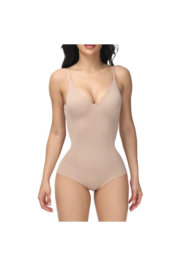 Bodysuit Shapewear for Women Tummy Control with Built in Bra Body Shaper Butt Lifting Sculpting Full Body Khaki Shapewear Tummy Control
