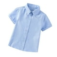thumbnail image 1 of Penkiiy Boy's Short-sleeved Lapel Shirt Toddler Boys Fashion Short Sleeve Blouse Solid Color Gentleman's School Uniform Shirt Blue 3-4 Years, 1 of 4