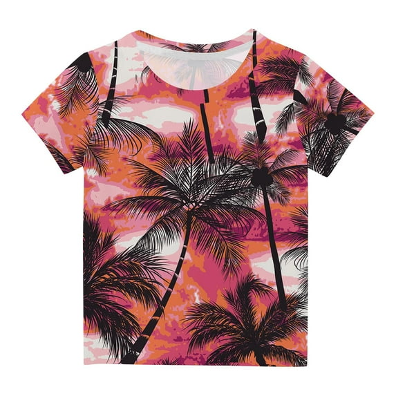 Penkiiy Boys Girls Kids Coconut Printed T-Shirts, Boys Girls Novelty Shirts Crewneck Short Sleeve Tees 9-10 Years Multicolor