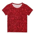 thumbnail image 1 of Penkiiy Boys Girls Kids Glitter Printed T-Shirts, Boys Girls Novelty Shirts Crewneck Short Sleeve Tees 13-14 Years Red, 1 of 4