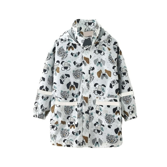 Penkiiy Boys Girls Rain Jacket with Pockets Printed Hood Lightweight Raincoats for Kids Children Rainwear for Girl Boy 3-11 Years 4-5 Years