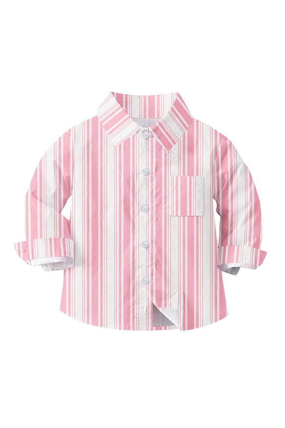 Boys Girls Stripe Flannel Shirts Jacket Toddler Long Sleeve Button Down Kids Fall Outwear Clothes Tops 6 Months Pink