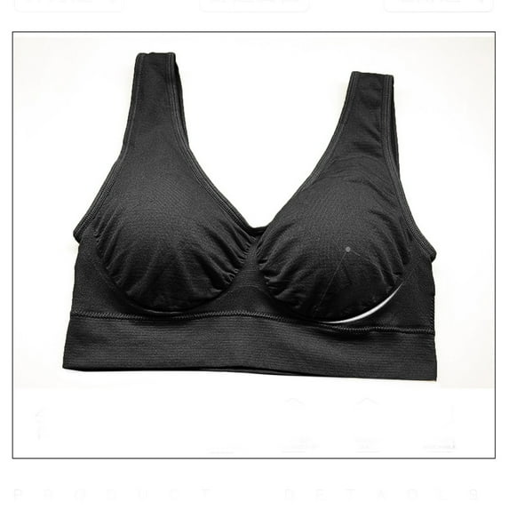 Penkiiy Bras For Women,Women Plus Size Bras Padded Seamless Sleepwear Yoga Bra Wireless Underwear Black Bras