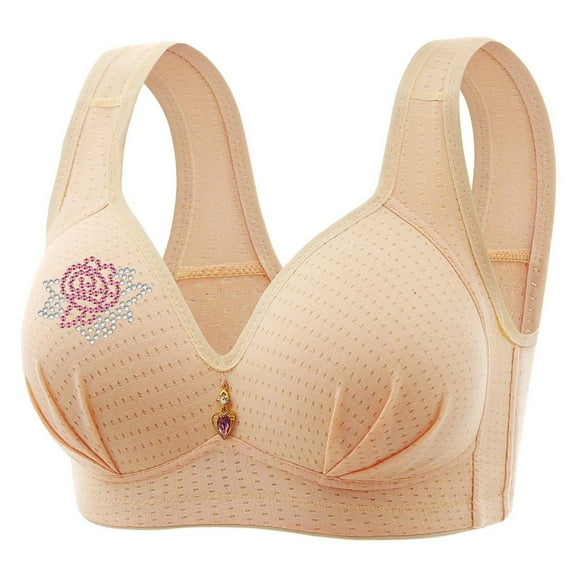 Penkiiy Bras for Women No Underwire Full Support Seamless Wireless Breathable Everyday Bras Plus Size Push up Bra Khaki