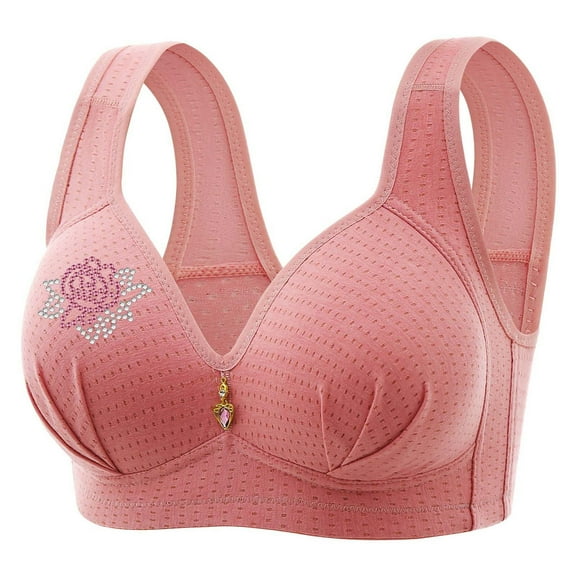 Penkiiy Bras for Women No Underwire Full Support Seamless Wireless Breathable Everyday Bras Plus Size Push up Bra Pink