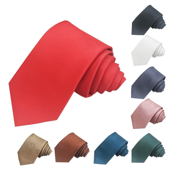 Penkiiy Business Ties for Men, 3.15" Mens Tie Solid Neckties for Men Teens Shirt Suit Tuxedo Wedding Party Business School Daily Dress Red