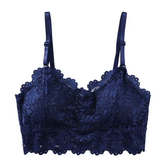 Penkiiy Camisole for Women Fashion Woman's Lace Beauty Back Solid Strap Wrap Hollow Out Bra Underwear Blue Bras