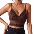 thumbnail image 1 of Penkiiy Camisole for Women Fashion Women's Lace Beauty Back Solid Strap Wrap Hollow Out Bra Underwear Vest Sling Brown Bras, 1 of 8